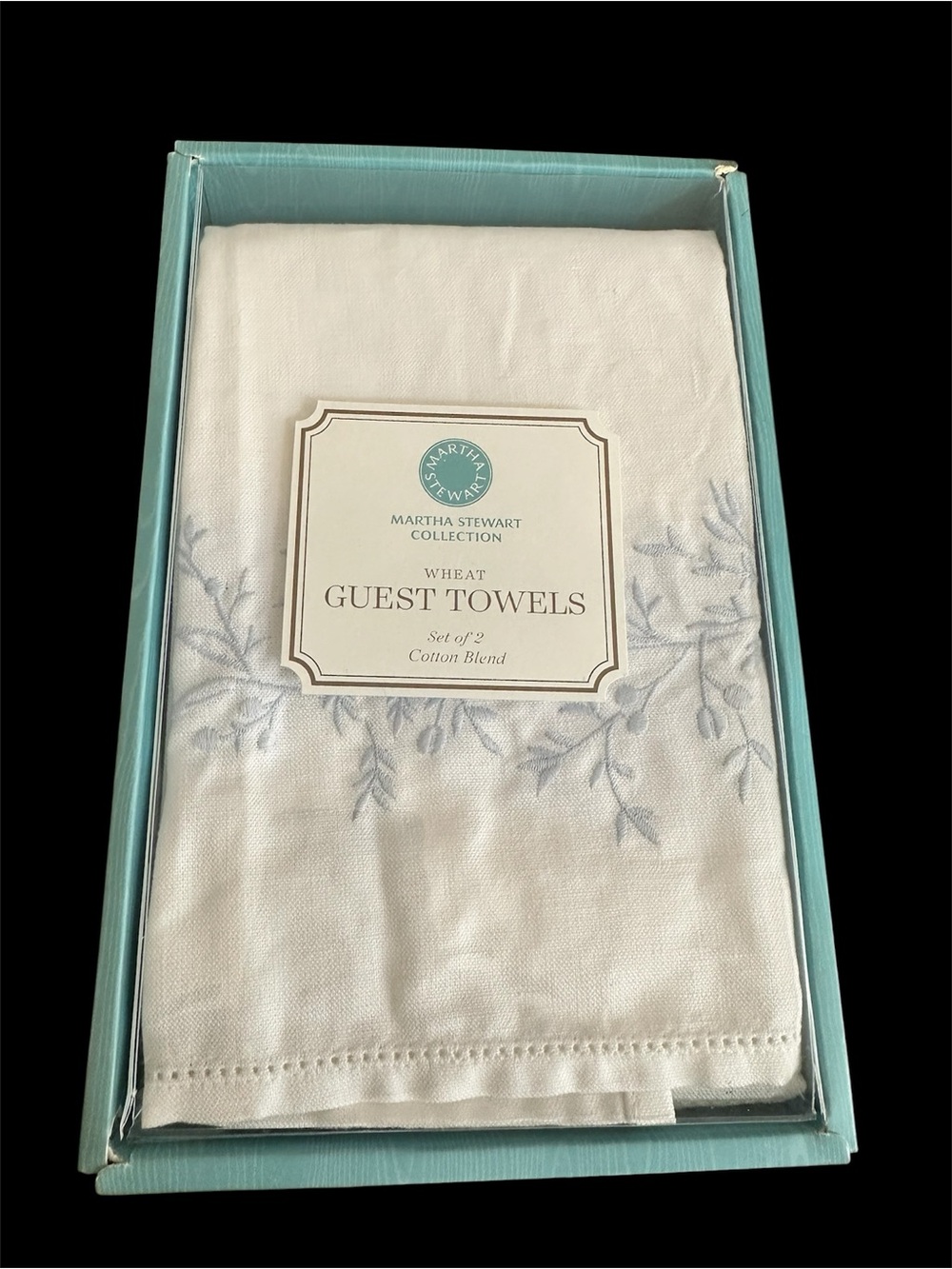 Martha Stewart Guest Towels embroidered and hemstitched